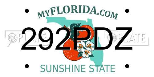 292PDZ Florida License Plate