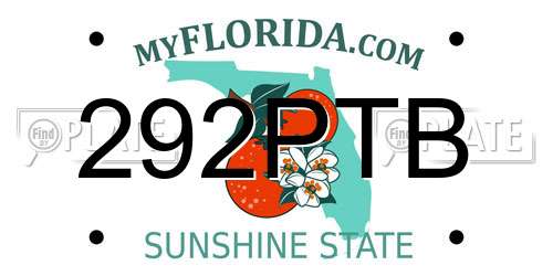 292PTB Florida License Plate