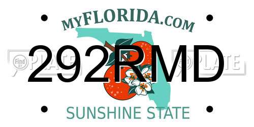 292RMD Florida License Plate