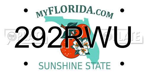 292RWU Florida License Plate