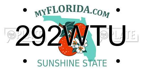 292WTU Florida License Plate