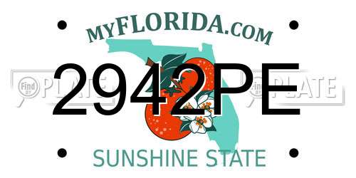 2942PE Florida License Plate