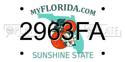 2963FA Florida License Plate