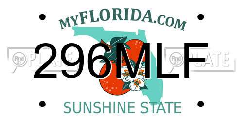 296MLF Florida License Plate