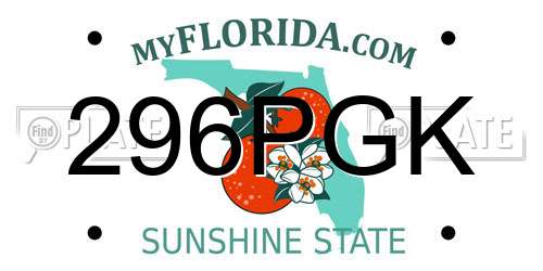 296PGK Florida License Plate