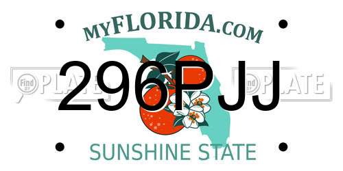 296PJJ Florida License Plate