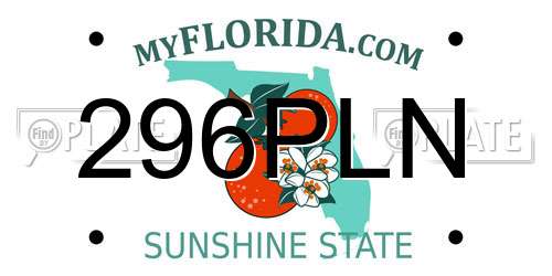 296PLN Florida License Plate