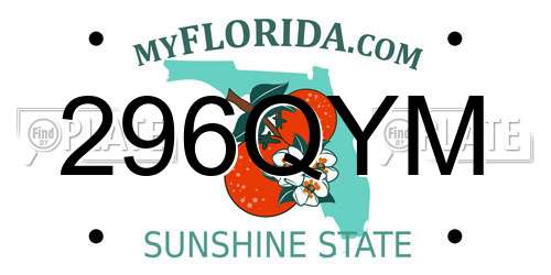 296QYM Florida License Plate