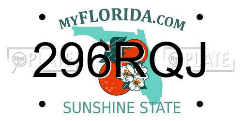 296RQJ Florida License Plate