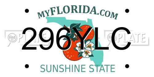 296YLC Florida License Plate