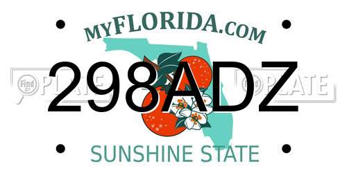 298ADZ Florida License Plate