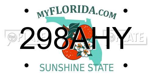 298AHY Florida License Plate