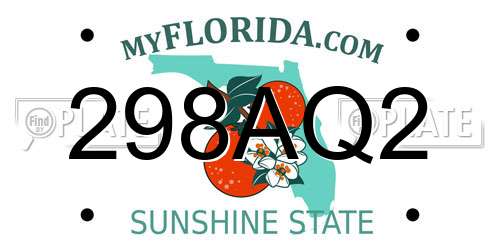 298AQ2 Florida License Plate