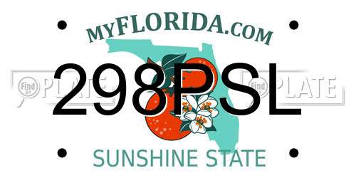 298PSL Florida License Plate