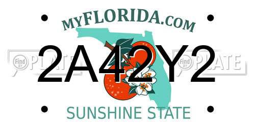 2A42Y2 Florida License Plate