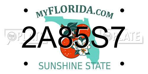 2A85S7 Florida License Plate