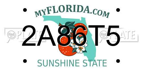 2A86T5 Florida License Plate