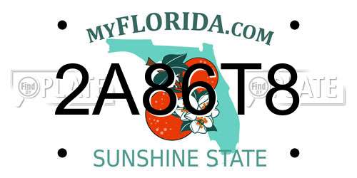2A86T8 Florida License Plate