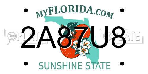 2A87U8 Florida License Plate