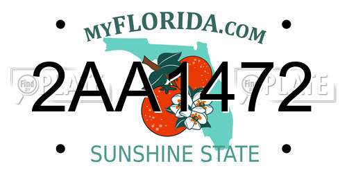 2AA1472 Florida License Plate