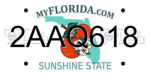 2AAQ618 Florida License Plate