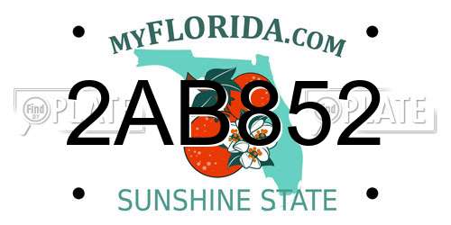 2AB852 Florida License Plate