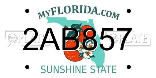 2AB857 Florida License Plate