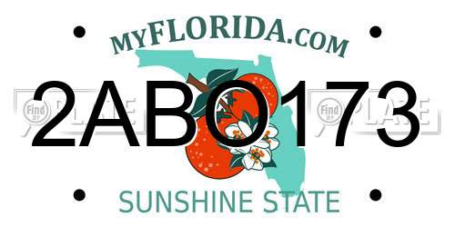 2ABO173 Florida License Plate