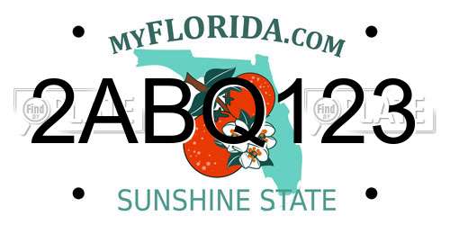 2ABQ123 Florida License Plate