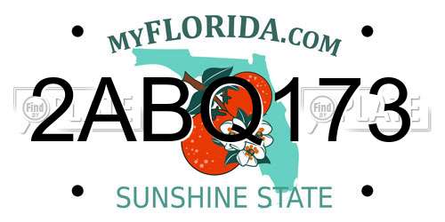2ABQ173 Florida License Plate