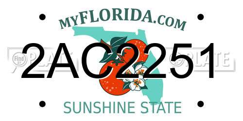 2AC2251 Florida License Plate