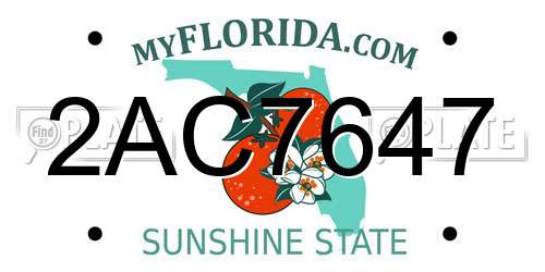 2AC7647 Florida License Plate