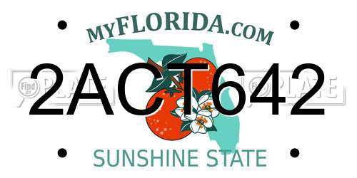 2ACT642 Florida License Plate