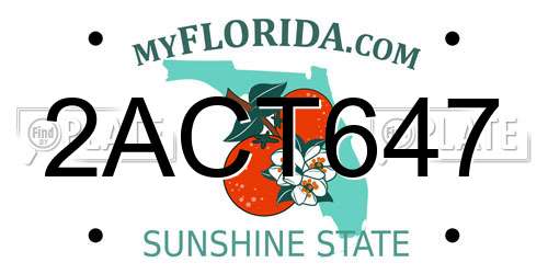 2ACT647 Florida License Plate