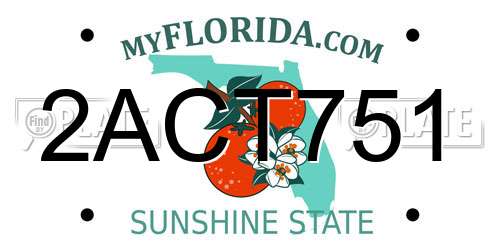 2ACT751 Florida License Plate