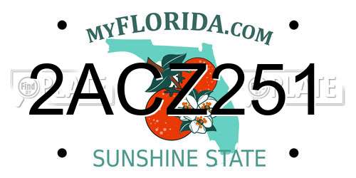 2ACZ251 Florida License Plate