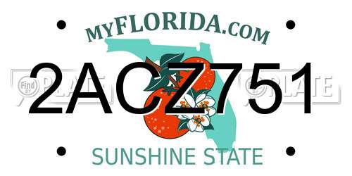 2ACZ751 Florida License Plate
