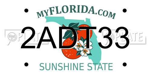 2ADT33 Florida License Plate