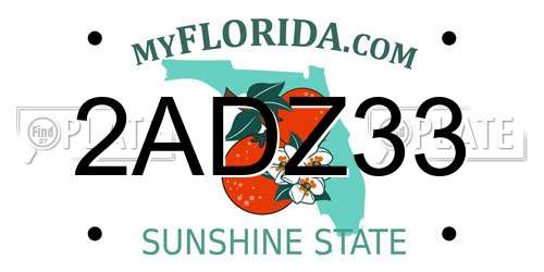 2ADZ33 Florida License Plate