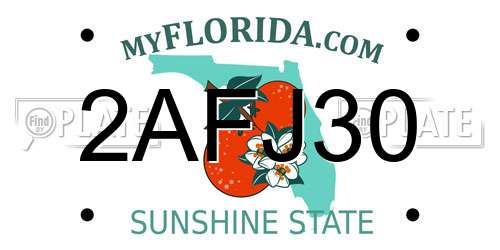 2AFJ30 Florida License Plate