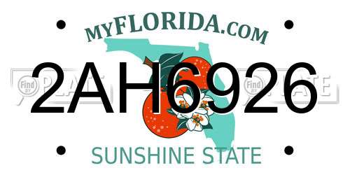 2AH6926 Florida License Plate