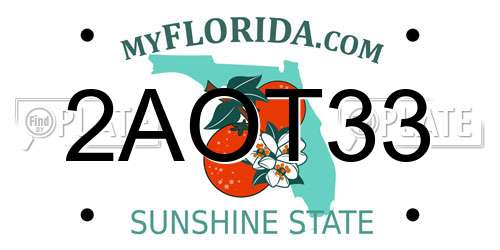 2AOT33 Florida License Plate