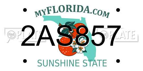 2AS857 Florida License Plate