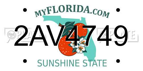 2AV4749 Florida License Plate
