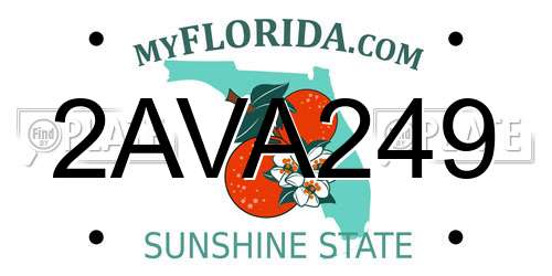 2AVA249 Florida License Plate