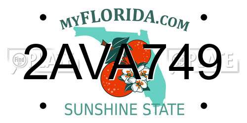 2AVA749 Florida License Plate