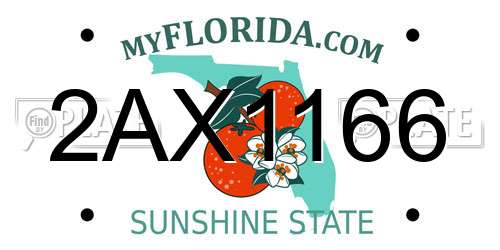 2AX1166 Florida License Plate