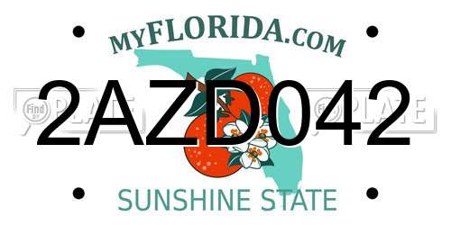 2AZD042 Florida License Plate