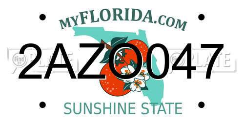 2AZO047 Florida License Plate