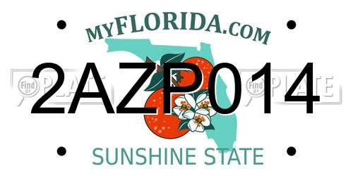 2AZP014 Florida License Plate
